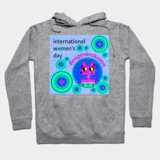 Pixel Pink Heart Dog for International Women’s Day #inspireinclusion Hoodie